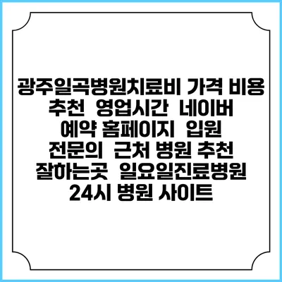 광주일곡병원치료비 가격 비용 | 추천 | 영업시간 | 네이버 예약 홈페이지 | 입원 | 전문의 | 근처 병원 추천 잘하는곳 | 일요일진료병원 | 24시 병원 사이트