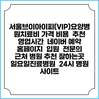 서울브이아이피(VIP)요양병원치료비 가격 비용 | 추천 | 영업시간 | 네이버 예약 홈페이지 | 입원 | 전문의 | 근처 병원 추천 잘하는곳 | 일요일진료병원 | 24시 병원 사이트