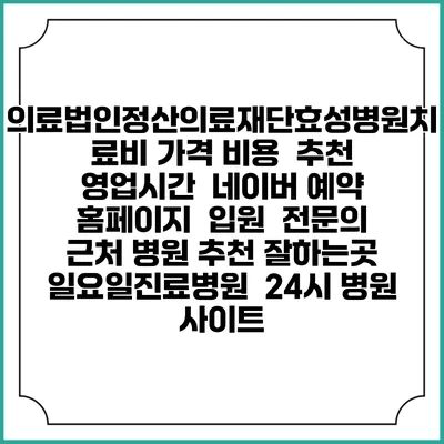의료법인정산의료재단효성병원치료비 가격 비용 | 추천 | 영업시간 | 네이버 예약 홈페이지 | 입원 | 전문의 | 근처 병원 추천 잘하는곳 | 일요일진료병원 | 24시 병원 사이트