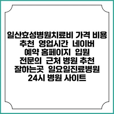 일산효성병원치료비 가격 비용 | 추천 | 영업시간 | 네이버 예약 홈페이지 | 입원 | 전문의 | 근처 병원 추천 잘하는곳 | 일요일진료병원 | 24시 병원 사이트