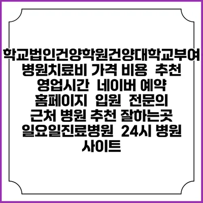 학교법인건양학원건양대학교부여병원치료비 가격 비용 | 추천 | 영업시간 | 네이버 예약 홈페이지 | 입원 | 전문의 | 근처 병원 추천 잘하는곳 | 일요일진료병원 | 24시 병원 사이트
