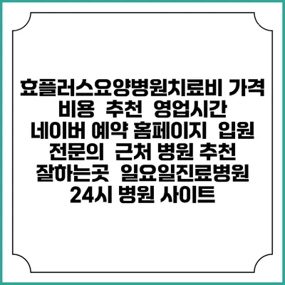 효플러스요양병원치료비 가격 비용 | 추천 | 영업시간 | 네이버 예약 홈페이지 | 입원 | 전문의 | 근처 병원 추천 잘하는곳 | 일요일진료병원 | 24시 병원 사이트
