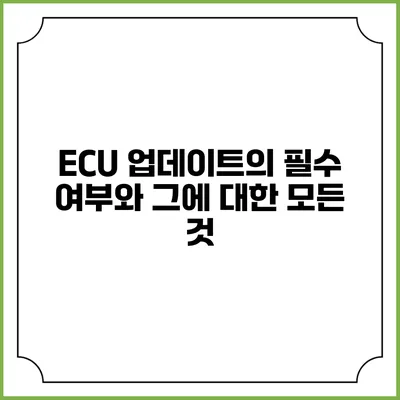 ECU 업데이트의 필수 여부와 그에 대한 모든 것