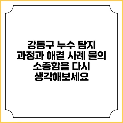 강동구 누수 탐지 과정과 해결 사례: 물의 소중함을 다시 생각해보세요