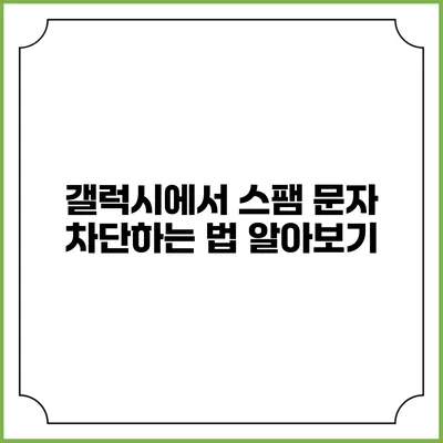 갤럭시에서 스팸 문자 차단하는 법 알아보기