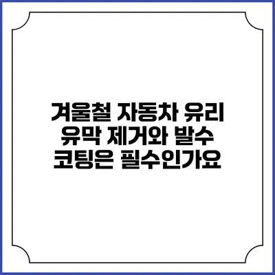 겨울철 자동차 유리 유막 제거와 발수 코팅은 필수인가요?