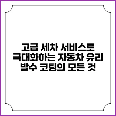 고급 세차 서비스로 극대화하는 자동차 유리 발수 코팅의 모든 것
