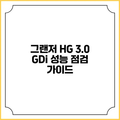 그랜저 HG 3.0 GDi 성능 점검 가이드