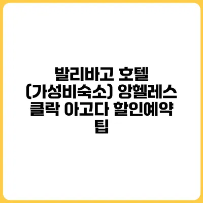 발리바고 호텔 (가성비숙소) 앙헬레스 클락 아고다 할인예약 팁
