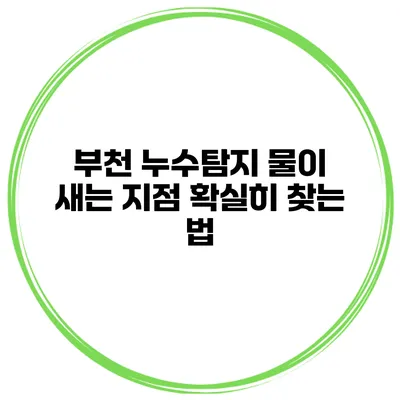 부천 누수탐지 물이 새는 지점 확실히 찾는 법