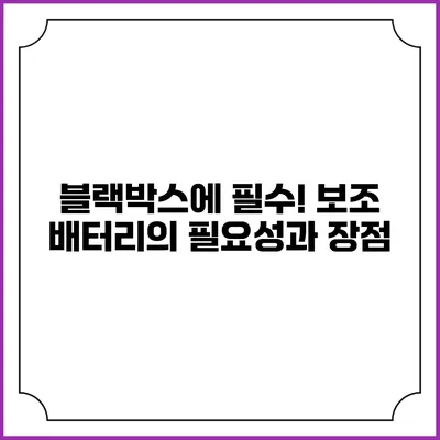 블랙박스에 필수! 보조 배터리의 필요성과 장점