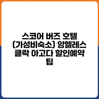 스코어 버즈 호텔 (가성비숙소) 앙헬레스 클락 아고다 할인예약 팁