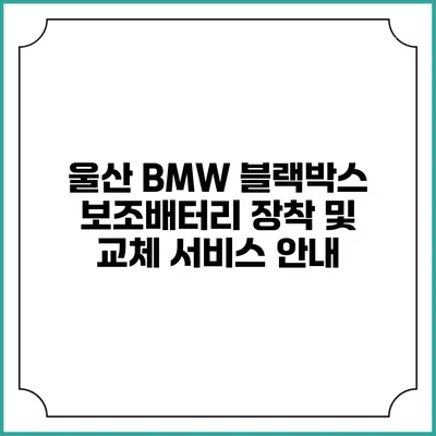 울산 BMW 블랙박스 보조배터리 장착 및 교체 서비스 안내