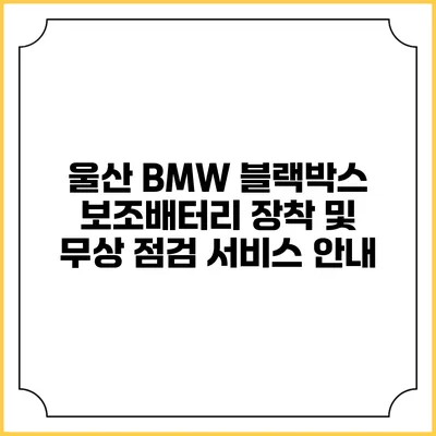 울산 BMW 블랙박스 보조배터리 장착 및 무상 점검 서비스 안내