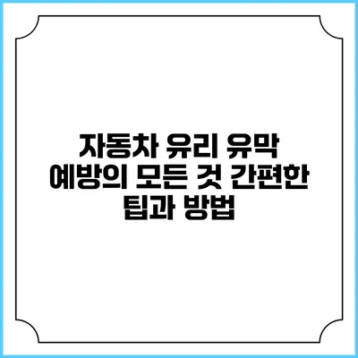 자동차 유리 유막 예방의 모든 것: 간편한 팁과 방법