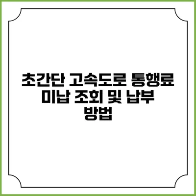초간단 고속도로 통행료 미납 조회 및 납부 방법
