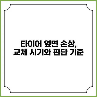 타이어 옆면 손상, 교체 시기와 판단 기준