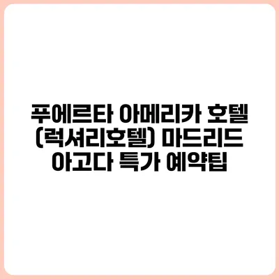 푸에르타 아메리카 호텔 (럭셔리호텔) 마드리드 아고다 특가 예약팁