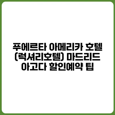 푸에르타 아메리카 호텔 (럭셔리호텔) 마드리드 아고다 할인예약 팁