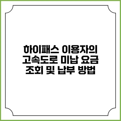 하이패스 이용자의 고속도로 미납 요금 조회 및 납부 방법