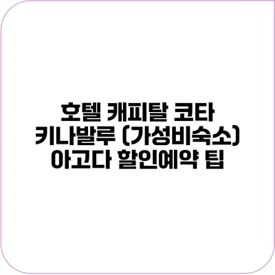 호텔 캐피탈 코타 키나발루 (가성비숙소) 아고다 할인예약 팁
