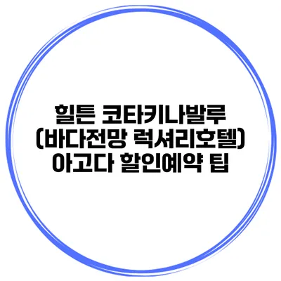 힐튼 코타키나발루 (바다전망 럭셔리호텔) 아고다 할인예약 팁